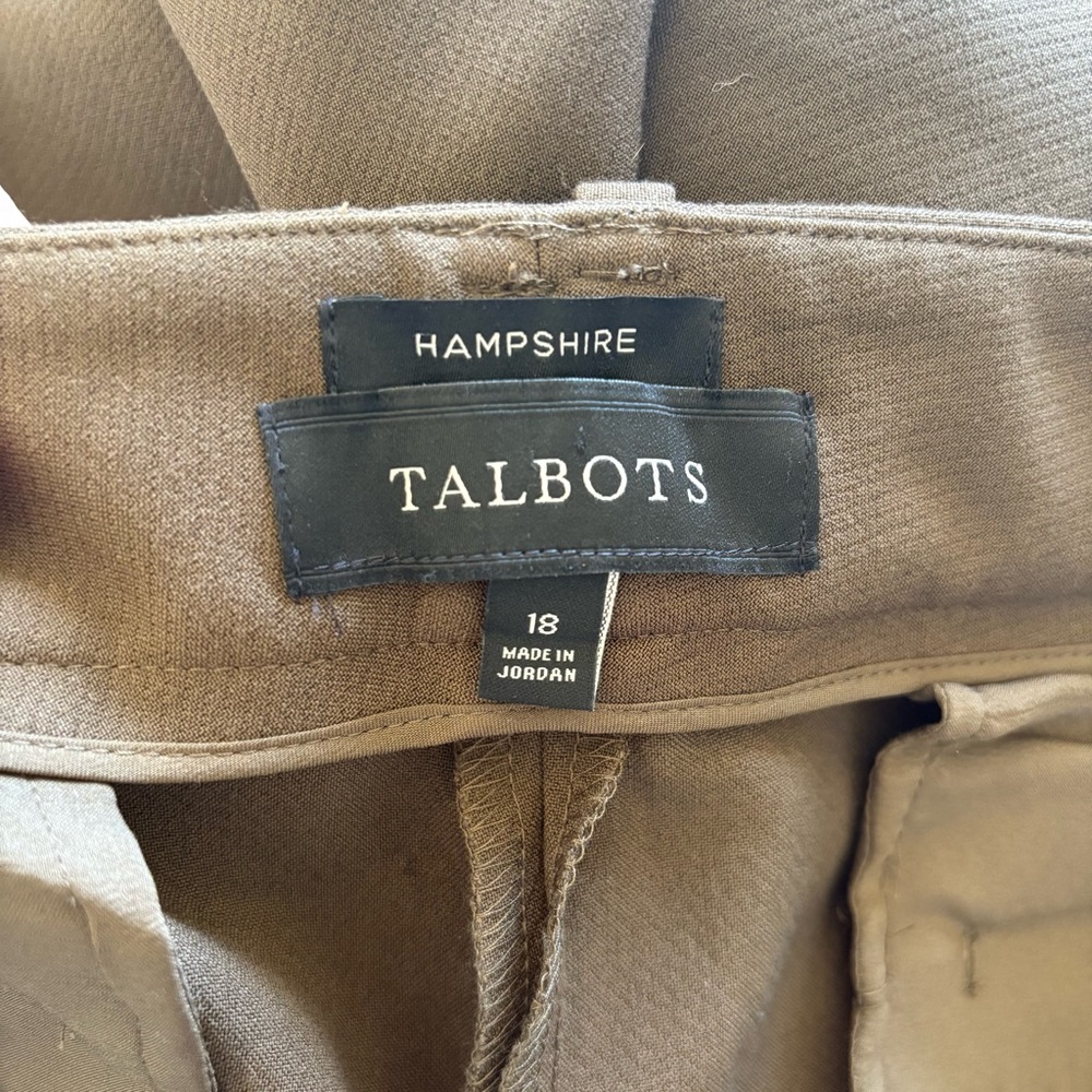 Talbots Hampshire Flat Front Women’s Trousers Dark Oakmoss Green Size 18 NEW - Picture 3 of 5